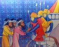 Mural of Knights of the Cross in Crusader Fortress,