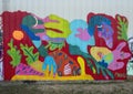 Mural by Mariel Guzman for Tinsel Dallas, a free show given in West Dallas inspired by the `Twelve days of Christmas`.