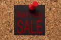 Reminder of Black Friday. Red thumbtack. Text: Black Friday Sale