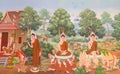 Mural mythology buddhist religion on wall in Wat Neram Royalty Free Stock Photo