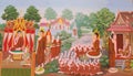 Mural mythology buddhist religion on wall in Wat Neram Royalty Free Stock Photo