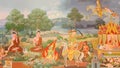 Mural mythology buddhist religion on wall in Wat Neram Royalty Free Stock Photo