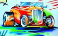 Mural old fashion car Half Moon Bay Royalty Free Stock Photo