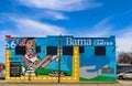 Mural on side of Bama Caring Center on Route 66 built to help the pie companies Employees with services such as childcare and coun