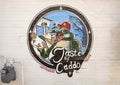 Mural on the outside brick wall of the Taste of Caddo Restaurant in historic Jefferon, Texas.