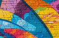 A mural painted on a brick graffiti wall, world art day artwork Royalty Free Stock Photo