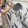 Mural painting in the wall.