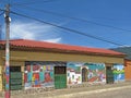 Mural paintings on house, Ruta De Las Flores, El Salvador