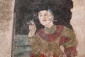 Mural paintings of a man from the ancient period at Phumin Temple, a famous temple in Nan Province, Thailand