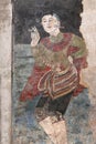 Mural paintings of a man from the ancient period at Phumin Temple, a famous temple in Nan Province, Thailand