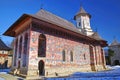 Exterior frescoes on Moldovita church walls Royalty Free Stock Photo