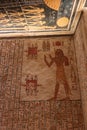 Mural paintings in Ramses V and Ramses VI tomb in valley of the kings in Luxor in Egypt
