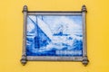 Mural of sailing ships, made of traditional hand painted azulejos tiles