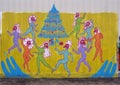 Mural by Sam Loa for Tinsel Dallas, a free show given in West Dallas inspired by the `Twelve days of Christmas`. Royalty Free Stock Photo