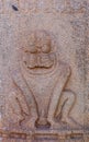 Mural sculpture of lion with penis at Hazara Rama Temple, Hampi, Karnataka, India