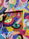 Mural of street art with abstract figures located in Batman Alley Sao Paulo Royalty Free Stock Photo