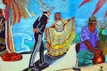 Mural tell the story of mexicans americans people Royalty Free Stock Photo