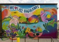 Mural titled `We Love Lake Highlands` by artist Mariell Guzman at the 7-Eleven Evolution Store on Walnut Hill Lane in Dallas.