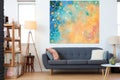 mural wall art featuring colorful constellation patterns
