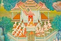 Mural on the wall of Buddhist church Royalty Free Stock Photo