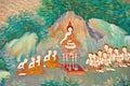 Mural on the wall of Buddhist church Royalty Free Stock Photo