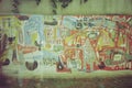 Mural on the wall shoot on analog camera & x28;yashica electro 35GTN& x29; with high quality 35mm