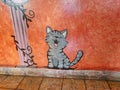 Murals of a cat in Taxco Mexico.