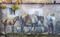 Murals wall painting in Fonni, Sardinia, Italy