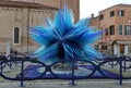 Blue sculpture made of murano glass on Murano island.