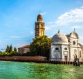 MURANO, ITALY - AUGUST 19, 2016: Famous architectural monuments and colorful facades of old medieval buildings close-up Royalty Free Stock Photo