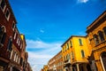 MURANO, ITALY - AUGUST 19, 2016: Famous architectural monuments and colorful facades of old medieval buildings close-up Royalty Free Stock Photo