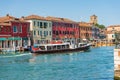 Actv Ferry Boat with Tourists in Motion in the Venice Lagoon - Veneto Italy