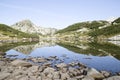 Muratov peak and its reflection in Banderishko Frog lake in the Pirin National Park, Bulgaria Royalty Free Stock Photo