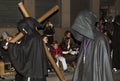 Murcia, Spain, April 19, 2019: Night procession of silence during the Holy Week on the Murcia streets