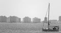 Murcia, Spain, August, 28, 2019: Family having fun in a yacht sailing through the mediterranean sea Royalty Free Stock Photo