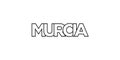 Murcia in the Spain emblem. The design features a geometric style, vector illustration with bold typography in a modern font. The