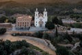 aerial view of the Sanctuary of our Lady of the Holy Fountain in Murcia in the morning sun