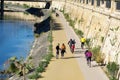 Murcia, Spain, January 11, 2020: View of Segura the Embankment of Segura river in Murcia, an Spanish city at the south