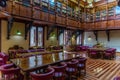 MURCIA, SPAIN, JUNE 19, 2019: English library inside of the Real Casino de Murcia in Spain