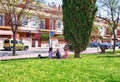 Murcia, Spain, May 1, 2019: Children play on the grass in the city park. Picnic in the city