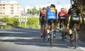 Murcia, Spain - October 9, 2019: Pro road cyclists enduring a difficult mountain ascent on his cool bicycle. Ascend of a Royalty Free Stock Photo