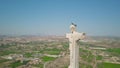 MURCIA, SPAIN - SEPTEMBER 24, 2018. Aerial view of the statue of Christ on Castillo de Monteagudo Royalty Free Stock Photo