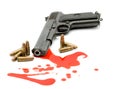 Murder concept - gun and blood