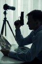 Murderer holding handgun Royalty Free Stock Photo