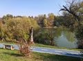 Mures river and a bicycle trail - Arad, Romania Royalty Free Stock Photo