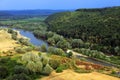 The Mures river, 789 km long, upstream from the city Lipova, in a clear autumn evening Royalty Free Stock Photo