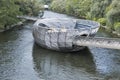 Murinsel artificial island on the Mur river in Graz, Austria.