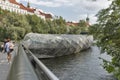 Murinsel artificial island on the Mur river in Graz, Austria.