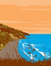 Muriwai Beach in Auckland New Zealand Art Deco WPA Poster Art
