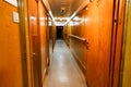 MURMANSK, RUSSIA jun 2019 Interior of the Soviet atomic icebreaker Lenin. A long corridor with cabins